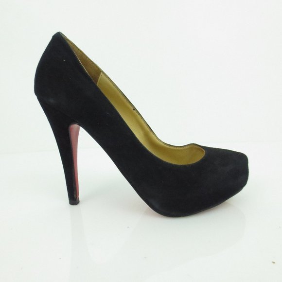 Christian Louboutin BIANCA 120 Black Suede Leather Platform Heels Pumps Shoes 37 - Picture 2 of 5